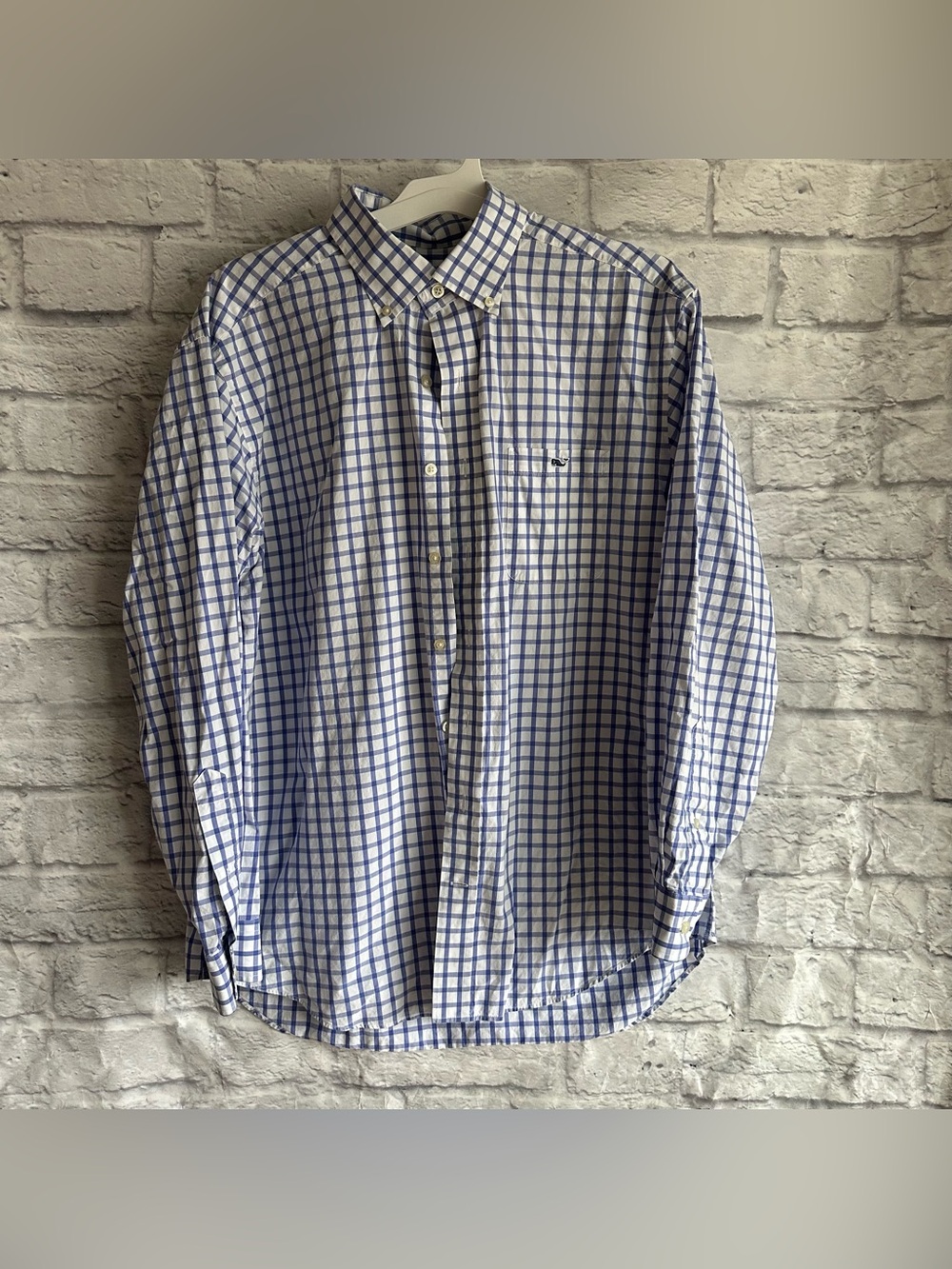 PREOWNED VINEYARD VINES TUCKER SHIRT MENS SIZE LARGE BLUE PLAID CHECKER